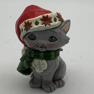 Jim Shore 2019 Mini Christmas Kitten Figurine with Red Santa Hat